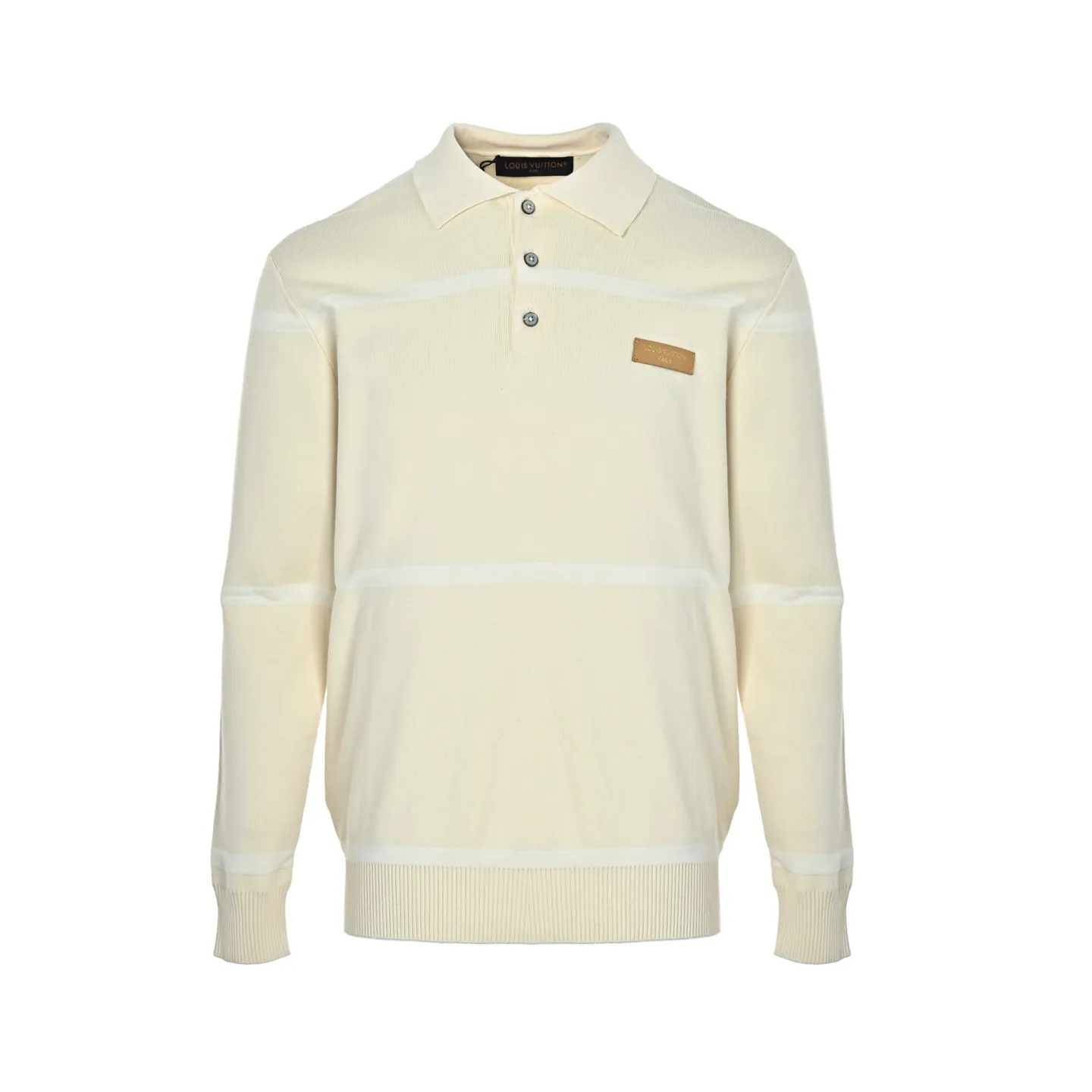 Louis Vuitton/Louis Vuitton leather label color block knitted Polo sweater